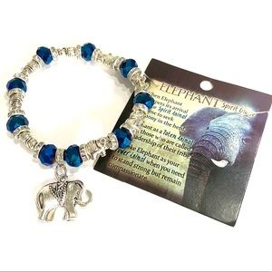 Elephant Bracelet With Spirit Guide Meaning Blue Silver Tone Beaded Lead…